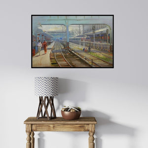 In-situ view of Bijay Biswaal's 'Rush Hour' painting in a room