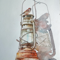 Rust And Shadows' still-life acrylic painting by artist Srinivasa Ram Makineedi, 24x18 inch, on canvas