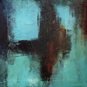 Rusted Wall Series 2 (Intersecting Realms) by Roni Sarkar, Original Canvas Abstract Painting on Canvas, X-Small Square Wall Art