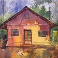 Landscape watercolor painting titled 'Rustic Home', 16x18 inches, by artist Rupesh Patil on Paper