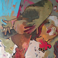 Rythem And Pleasure' contemporary acrylic painting by artist Rasana Bhardwaj, 48x36 inch, on canvas