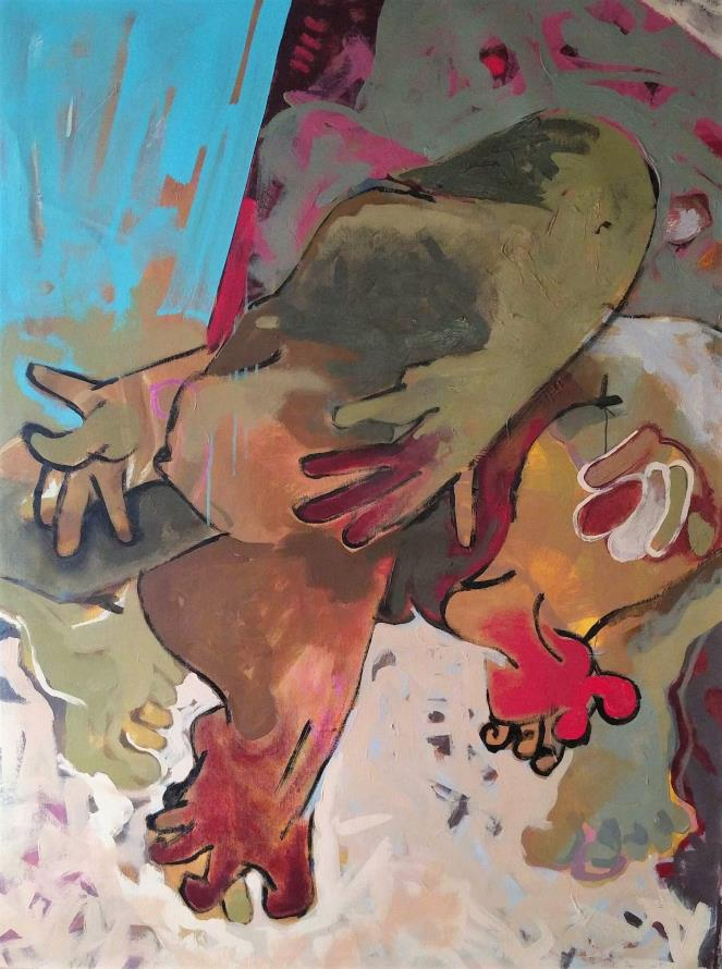 Rythem And Pleasure' contemporary acrylic painting by artist Rasana Bhardwaj, 48x36 inch, on canvas