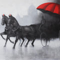 Rythmic Monsoon Ride by Somnath Bothe, Original Acrylic-Charcoal Figurative Painting on Canvas, Medium Horizontal Wall Art