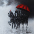 Rythmic Monsoon Ride 6' figurative acrylic-charcoal painting by artist Somnath Bothe, 12x12 inch, on canvas