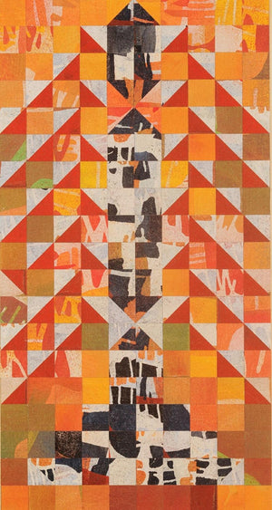 S 08 (Ascending Forms) by Padmanabh Bendre, Original Acrylic Abstract Painting on Canvas, Medium Vertical Wall Art