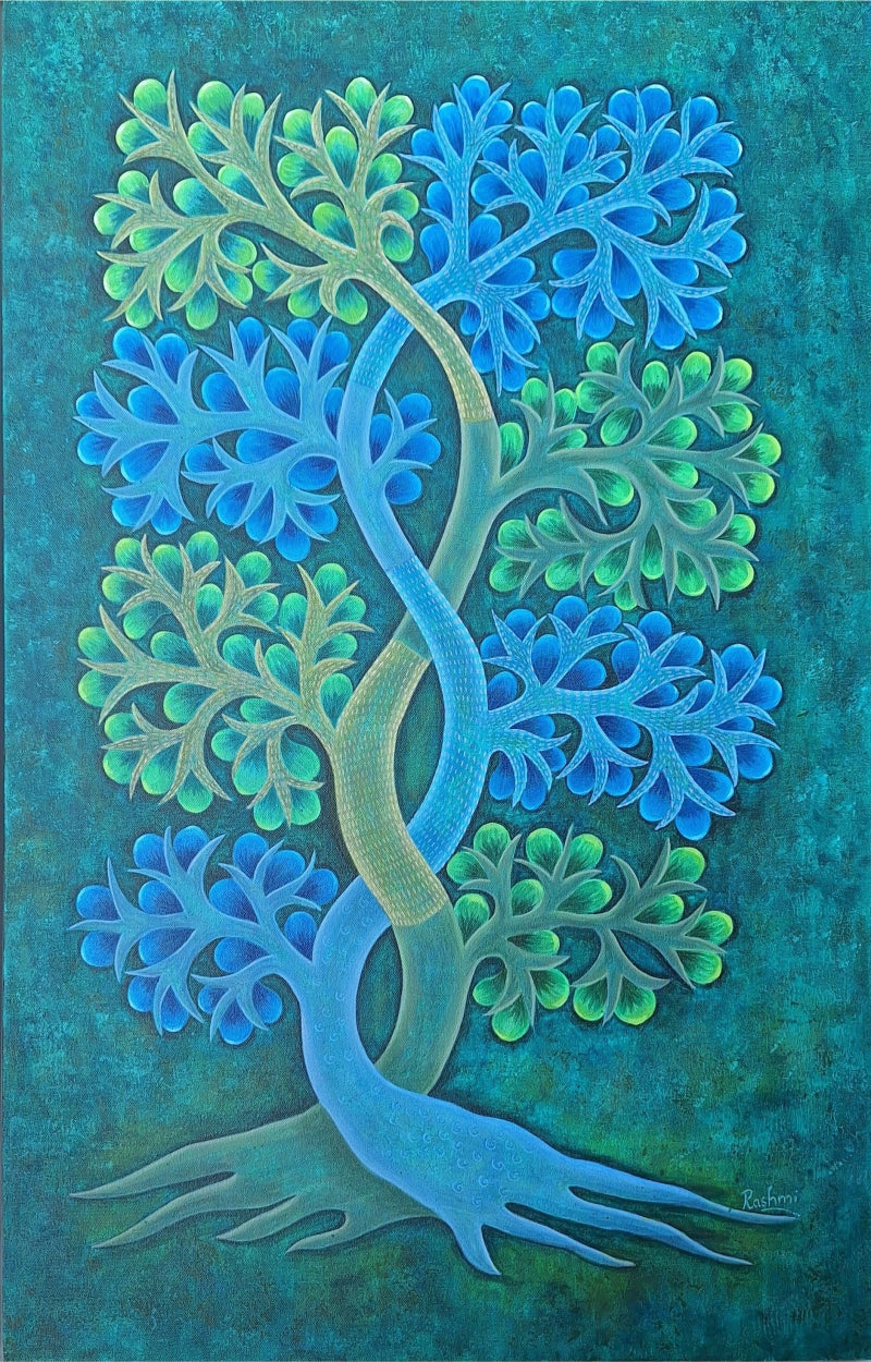 'Saamanjasya' nature acrylic painting by artist Rashmi Shivhare, 36x23 inch, on canvas