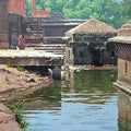 Sacred Flow 2 (Panchganga Ghat)' religious acrylic painting by artist Abhijit Jadhav, 24x30 inch, on canvas