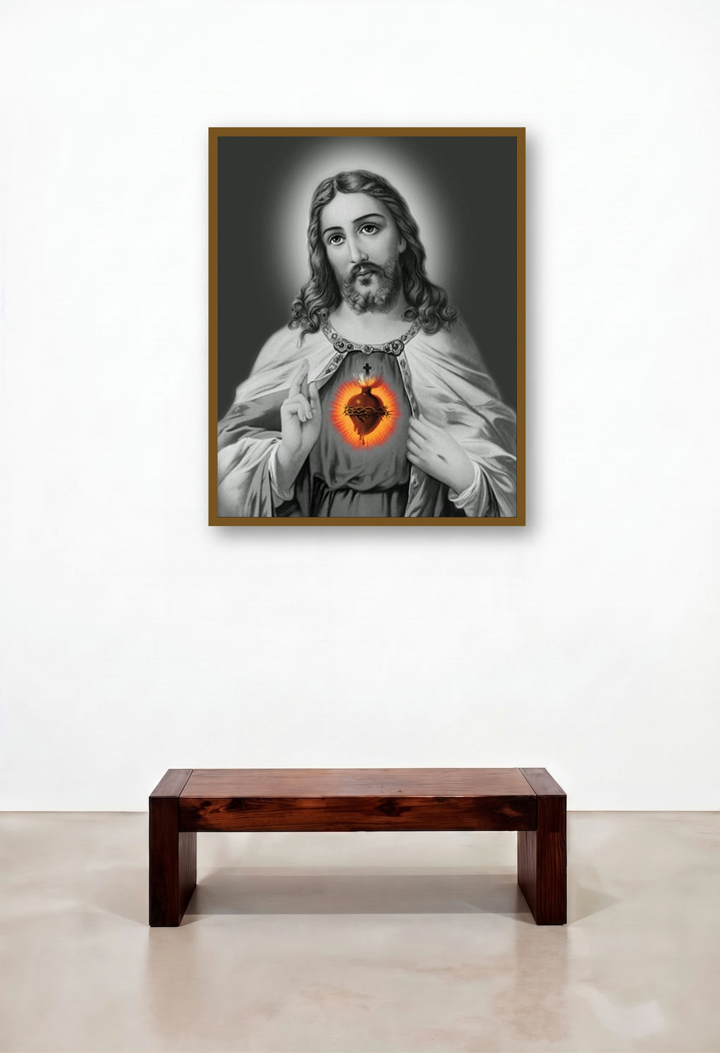 Sacred Heart 20 by artist Ns Art displayed in a Designer Hotel Lobby