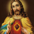 Religious acrylic painting titled 'Sacred Heart Jesus Christ 10', 48x36 inches, by artist Ns Art on Canvas