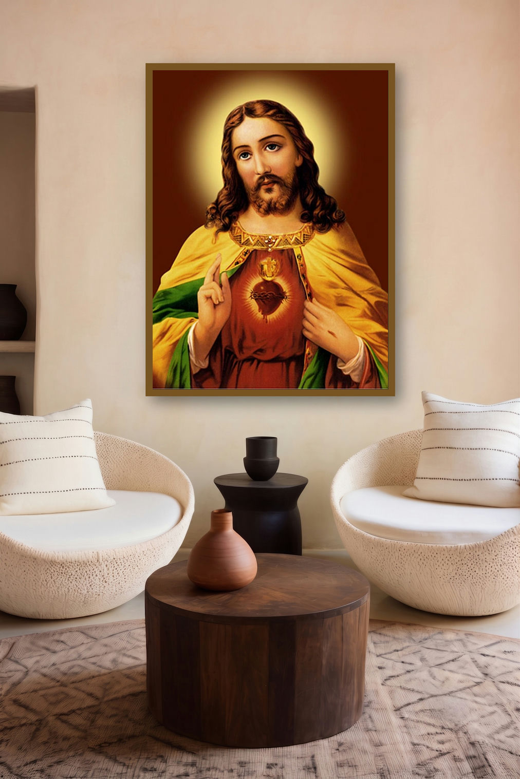 Sacred Heart Jesus Christ 11 by artist Ns Art displayed in a Indian Art gallery