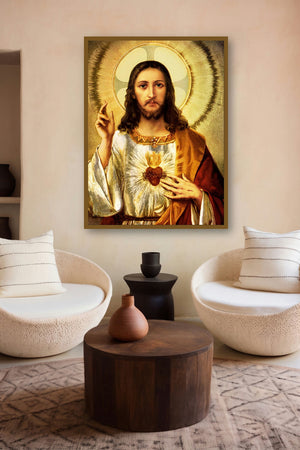 Sacred Heart Jesus Christ 2 by artist Ns Art displayed in a Luxury gallery