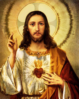 Sacred Heart Jesus Christ 2 by Ns Art, Print Acrylic Religious Painting on Canvas, X-Small Vertical Wall Art
