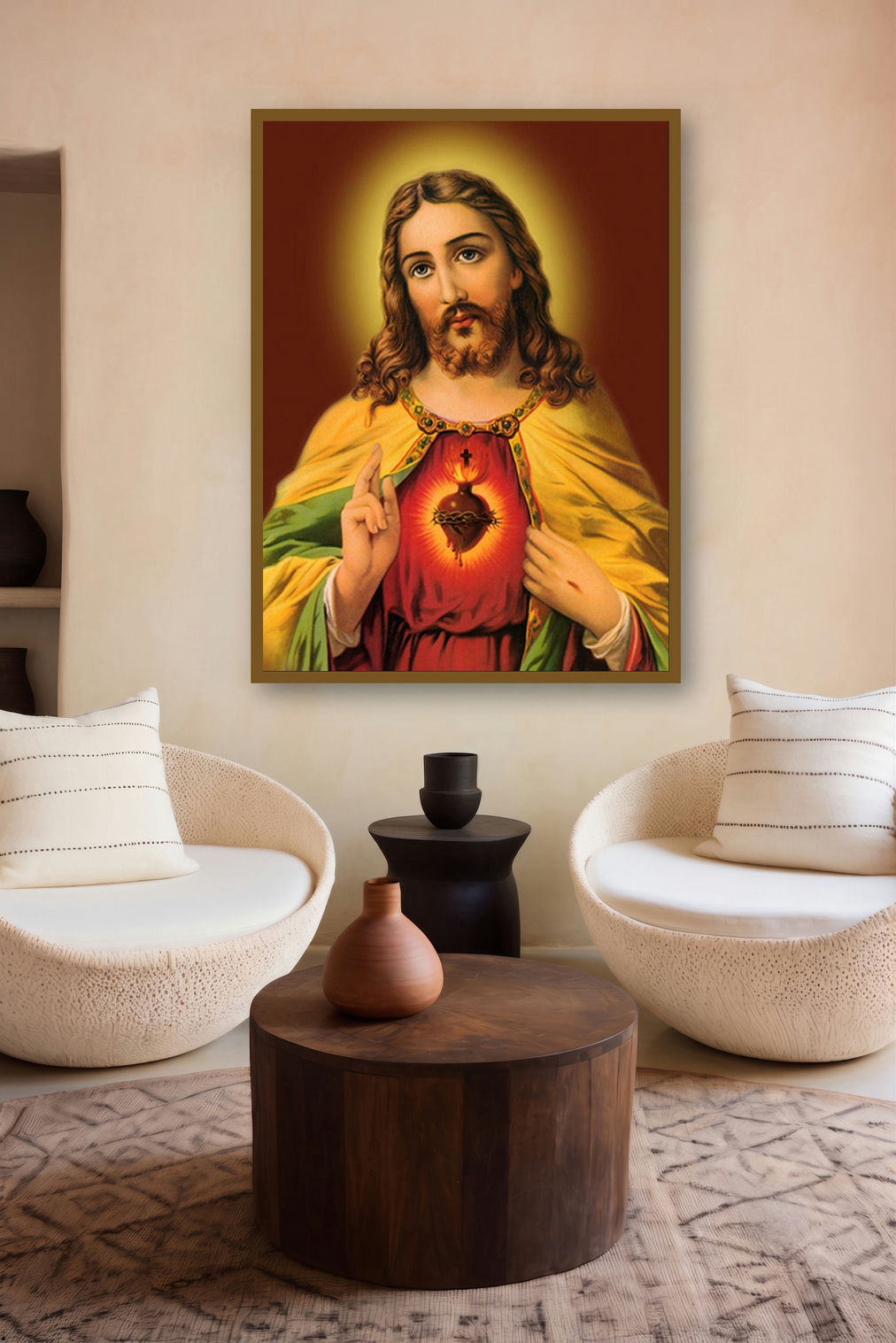 Sacred Heart Jesus Christ 3 by artist Ns Art displayed in a Contemporary gallery