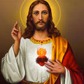 Religious acrylic painting titled 'Sacred Heart Jesus Christ 5', 36x24 inches, by artist Ns Art on Canvas