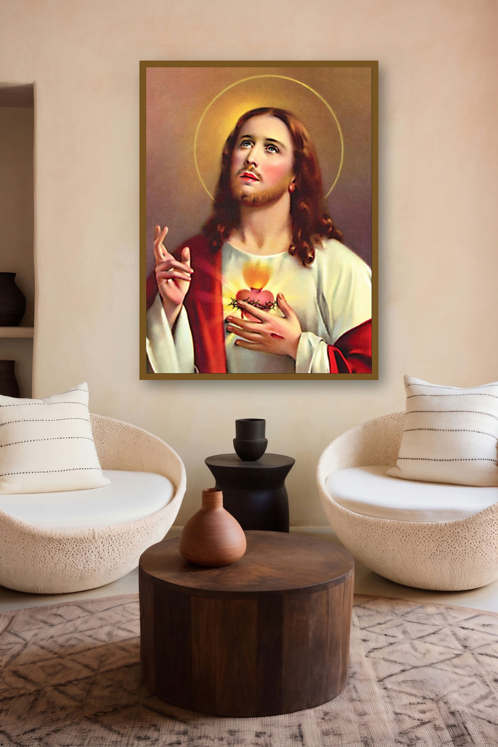 Sacred Heart Jesus Christ 6 by artist Ns Art displayed in a Luxury gallery