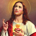 Religious acrylic painting titled 'Sacred Heart Jesus Christ 6', 36x24 inches, by artist Ns Art on Canvas