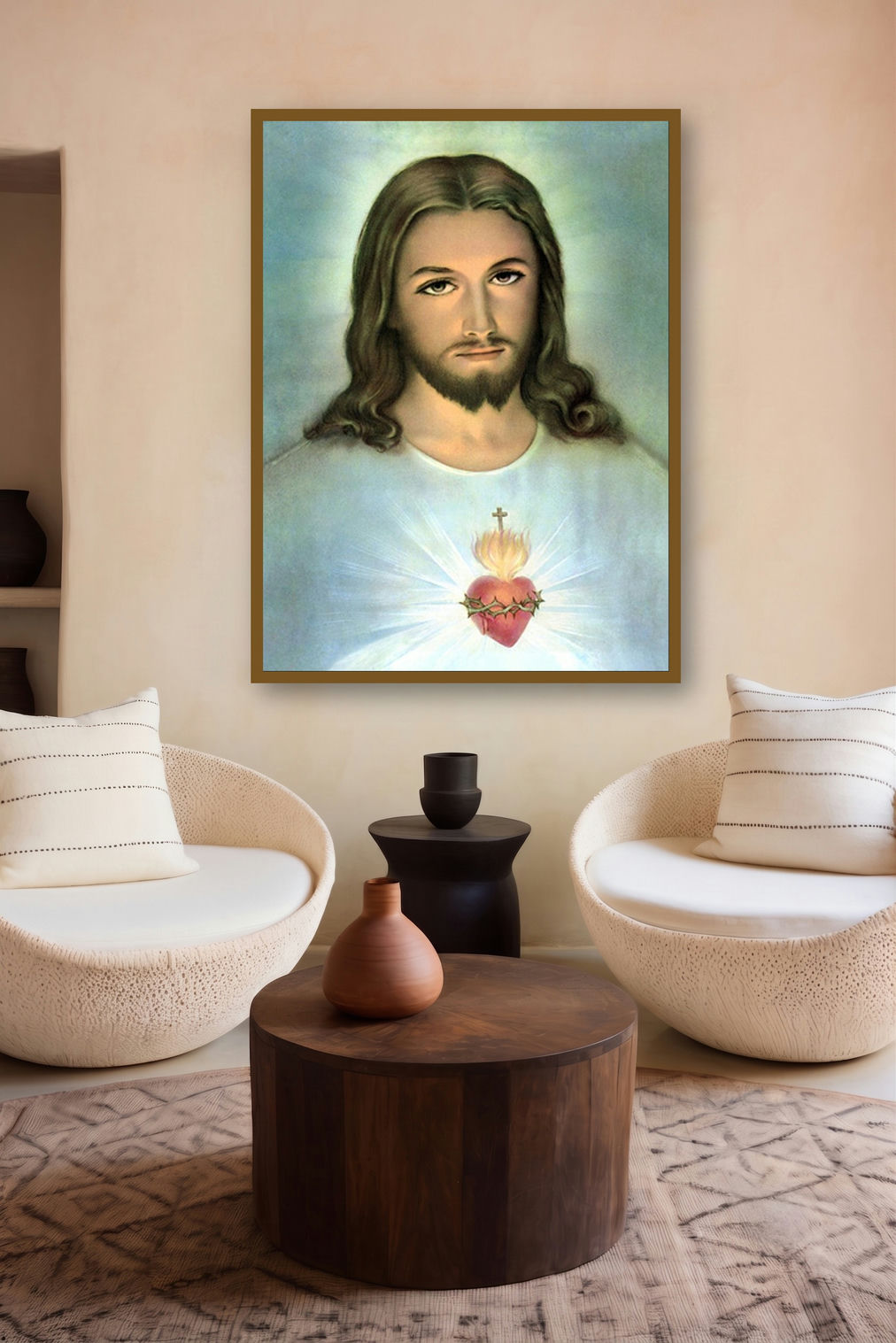 Sacred Heart Jesus Christ 7 by artist Ns Art displayed in a Boutique gallery