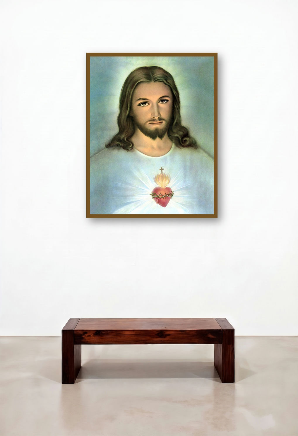 Sacred Heart Jesus Christ 7 by artist Ns Art displayed in a Traditional Hallway
