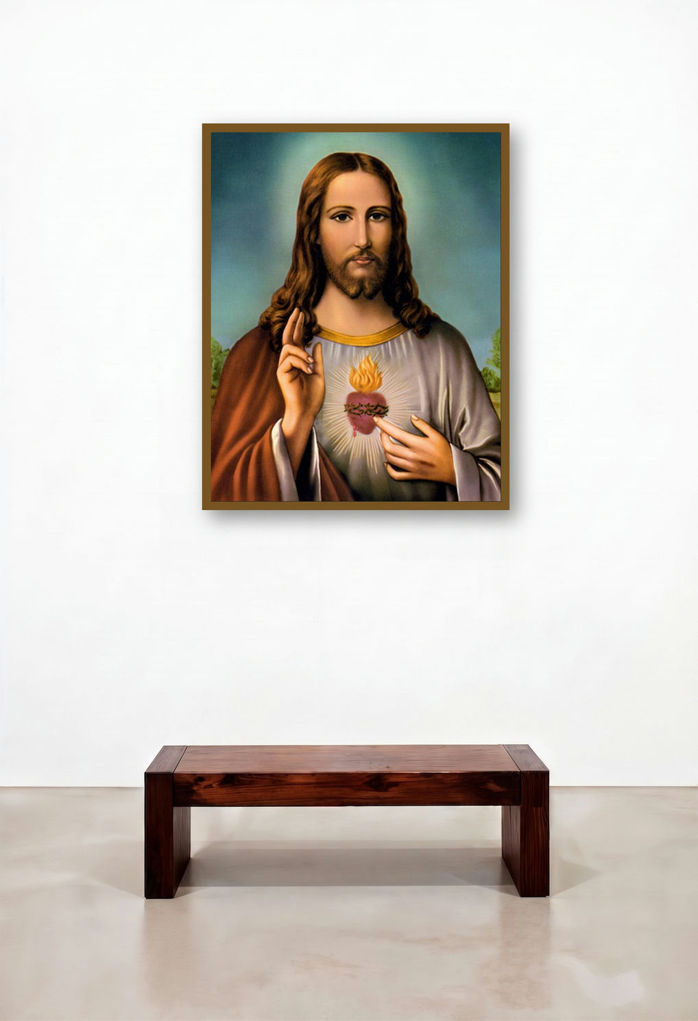 Sacred Heart Jesus Christ 8 by artist Ns Art displayed in a Coastal Library