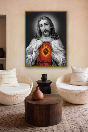 Sacred Heart Jesus Christ 9 (Jesus Portrait) by artist Ns Art displayed in a Museum Style gallery