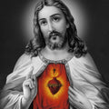 Religious acrylic painting titled 'Sacred Heart Jesus Christ 9', 48x36 inches, by artist Ns Art on Canvas