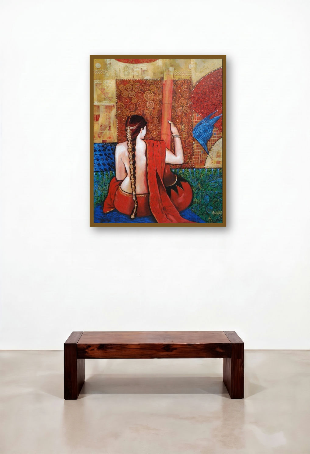 Sadhana (Urban Contemplation: A Figurative Composition) by artist Apurba Karati displayed in a Eclectic Home Office