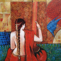 Figurative acrylic painting titled 'Sadhana', 30x36 inches, by artist Apurba Karati on Canvas