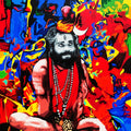 Sadhu' religious acrylic painting by artist Sujit Karmakar, 48x36 inch, on canvas