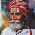 Portrait watercolor painting titled 'Sadhu In The search of A God', 8x12 inches, by artist Niketan Bhalerao on Paper