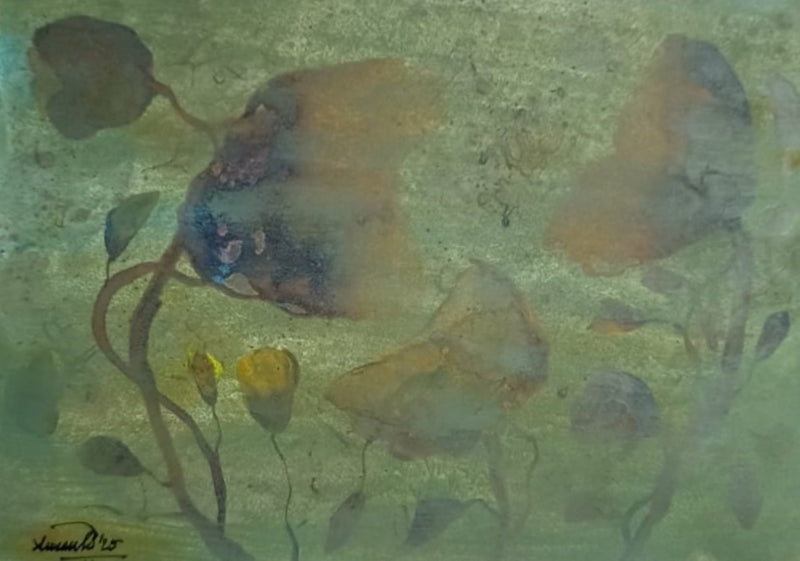 Sag Of Nature 11' nature mixed-media painting by artist Susanta Das, 12x16 inch, on paper