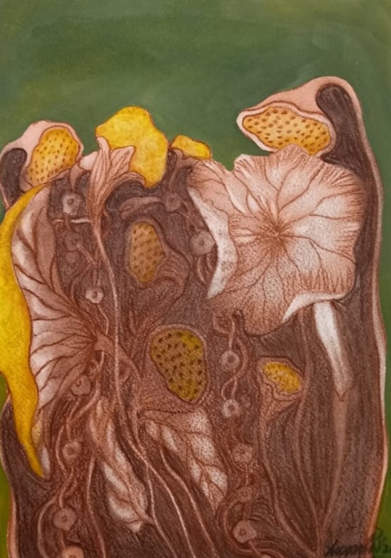 Sag Of Nature 13' nature mixed-media painting by artist Susanta Das, 16x12 inch, on paper