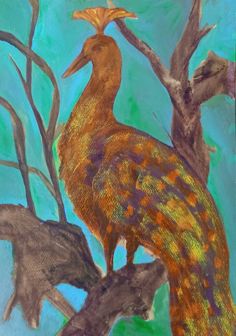 Sag Of Nature 17' animals mixed-media painting by artist Susanta Das, 16x12 inch, on paper