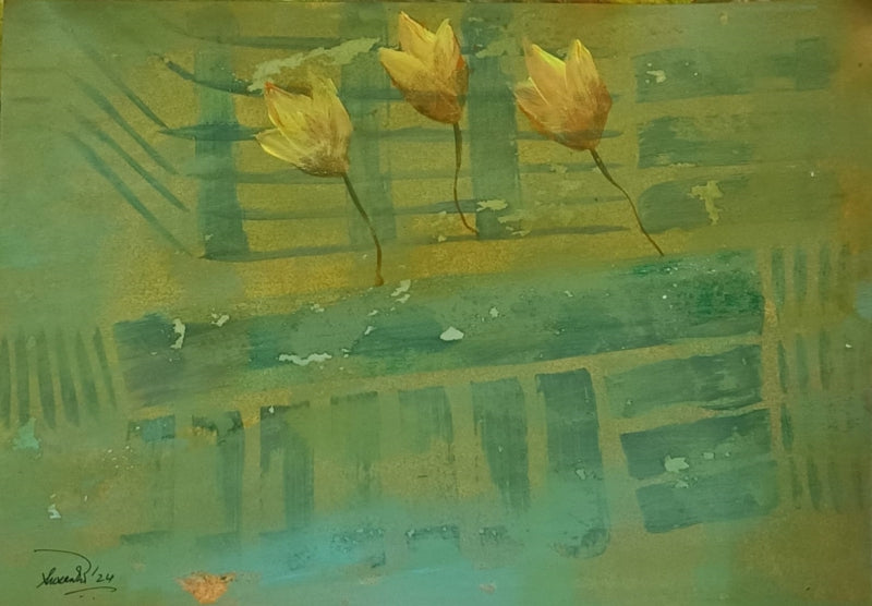 Saga Of Nature 1' nature mixed-media painting by artist Susanta Das, 12x16 inch, on paper