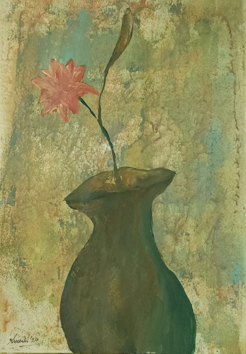 Saga Of Nature 3' still-life mixed-media painting by artist Susanta Das, 16x12 inch, on paper