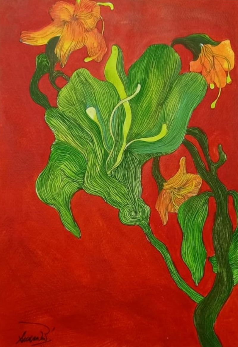 Saga Of Nature 6' nature mixed-media painting by artist Susanta Das, 16x12 inch, on paper
