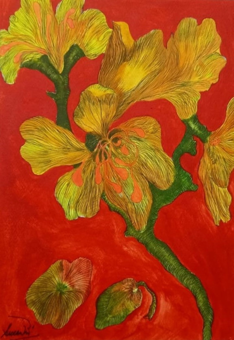 Saga Of Nature 7' nature mixed-media painting by artist Susanta Das, 16x12 inch, on paper