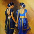 Figurative acrylic painting titled 'Sakhi 2', 48x48 inch, by artist Prasad Kulkarni on Canvas