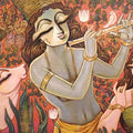 Sakhi 2' religious mixed-media painting by artist Subrata Ghosh, 30x50 inch, on canvas
