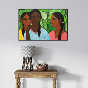 In-situ view of Nagesh Ghodke's 'Sakhi' painting in a room