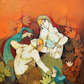 Sakshi 4' figurative acrylic painting by artist Suman Dongre, 36x36 inch, on canvas