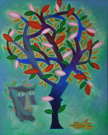 Sakshi Drishta' contemporary acrylic painting by artist Vandana Rakesh, 32x26 inch, on canvas