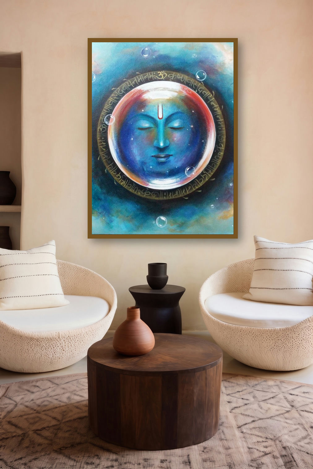 Samay (Krishna's Cosmic Presence) by artist Rakhi Baid displayed in a Contemporary gallery