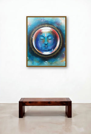 Samay (Krishna's Cosmic Presence) by artist Rakhi Baid displayed in a Mid-Century Modern Home Office