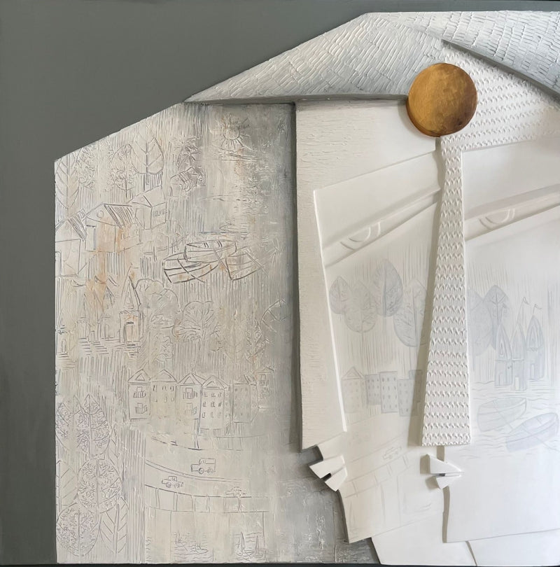 'Sampoorna' figurative mixed-media painting by artist Kanchan Mahante, 36x36 inch, on canvas