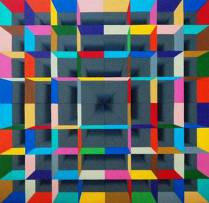 Sancum (Depth Perception) by Samba Biswas, Original Acrylic Abstract Painting on Canvas, Small Square Wall Art