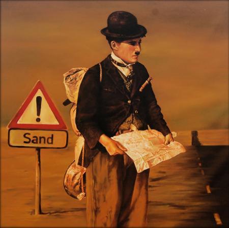 Fantasy oil painting titled 'Sand', 36x36 inches, by artist Ravi Sachula on Canvas