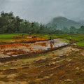 Landscape acrylic painting titled 'Sandhya', 21x24 inches, by artist Mangesh Shinde on Canvas