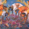 Sannidya 3' figurative acrylic painting by artist Rajendra Dixit, 48x60 inch, on canvas