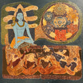 'Saptarshi' religious mixed-media painting by artist Shyam Koli, 36x36 inch, on canvas