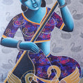 Saraswati' figurative acrylic-charcoal painting by artist Pratiksha Bothe, 36x24 inch, on canvas